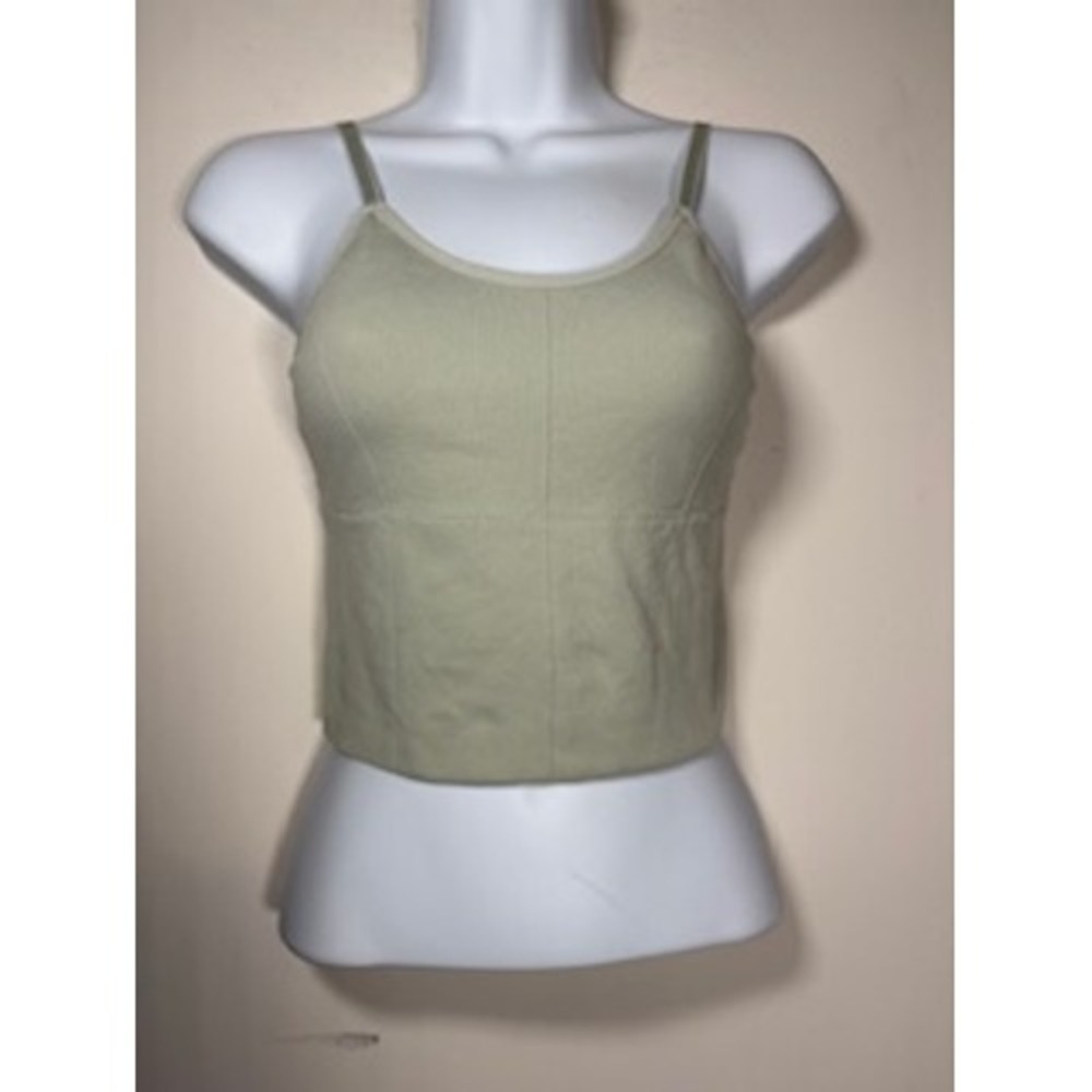 GOLDHINGE Ribbed Yoga Tank Top‎ Small Sage Green Cropped Adjustable Camisole